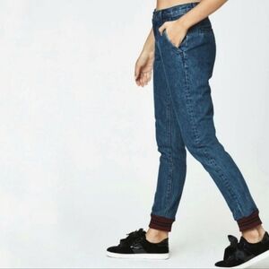 Carmar Aliena Athletic Jogger Blue Jeans - Red Stripe Elastic Band Ankle Size 28